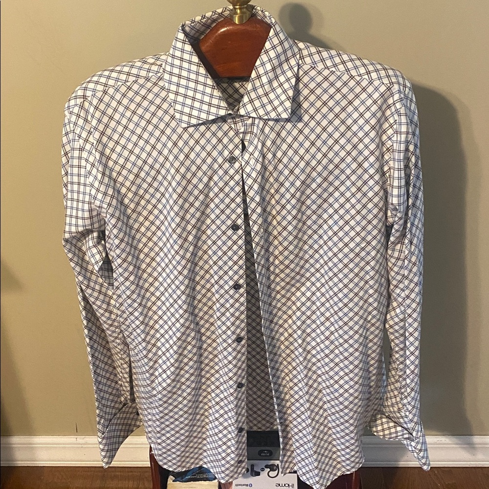 Banana Republic Plaid Cotton Shirt - Blue and White